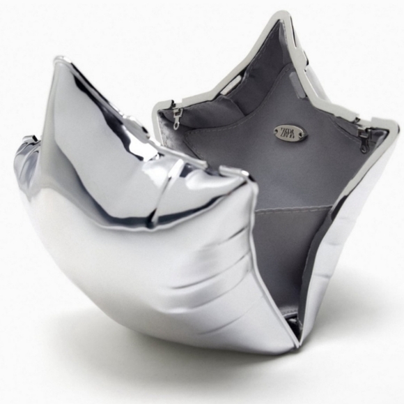 Zara Silver Star Box Clutch/CrossbodyBox clutch shaped like a star balloon - Picture 12 of 12
